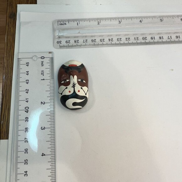 Vintage Handcrafted Chinese Opera Mask Pin Brooch - Picture 2 of 4